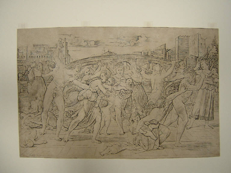 Strage degli innocenti (stampa smarginata) di Raimondi Marcantonio - scuola italiana (sec. XVI)
