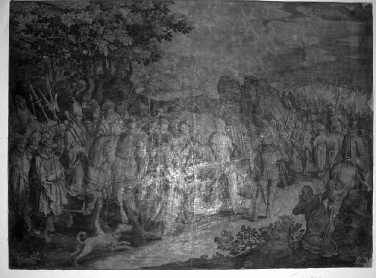 Cristo cade sotto la croce (stampa smarginata) di Isaac Jaspar (sec. XVII)