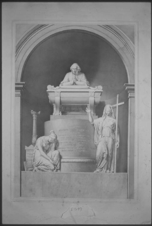 Monumento funebre di Stefano Antonio Morcelli (stampa) di Picozzi Carlo, Monti Gaetano Matteo (sec. XIX)