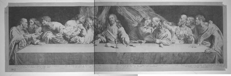 Ultima cena (stampa) di Soutman Pieter Claesz, Rubens Pieter Paul, Leonardo da Vinci (sec. XVII)