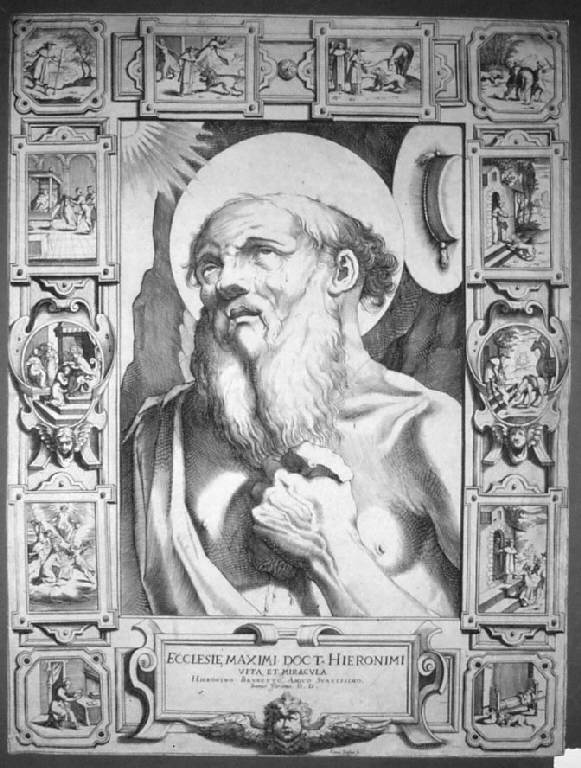 San Girolamo (stampa smarginata) di Bassano Cesare (sec. XVII)