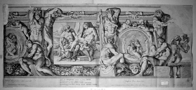 Veduta della parete con Venere e Anchise, Venere e Anchise (stampa, elemento d'insieme) di Aquila Pietro, Aquila Pietro, Carracci Annibale (sec. XVII)