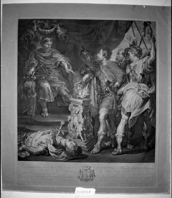 Muzio Scevola davanti a Porsenna, Muzio Scevola davanti a Porsenna (stampa) di Schmutzer Jakob Matthias, Rubens Pieter Paul (sec. XVIII)