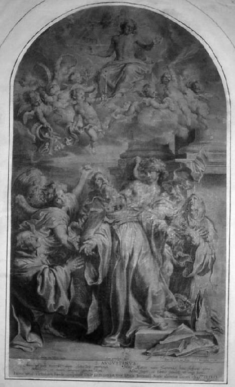 Sant'Agostino in estasi, Sant'Agostino in estasi (stampa smarginata) di De Jode Pieter II, Van Dyck Anton (sec. XVII)