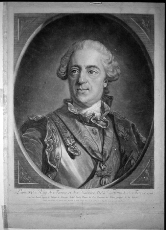 Ritratto di Luigi XV, Ritratto di Luigi XV (stampa) di Bonnet Louis-Marin, Loo Louis Michel van (sec. XVIII)