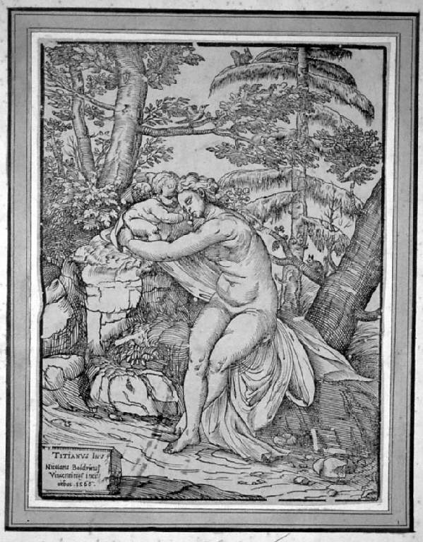 Venere e Amore, Venere e Cupido (stampa) di Boldrini Nicolò, Vecellio Tiziano (sec. XVI)