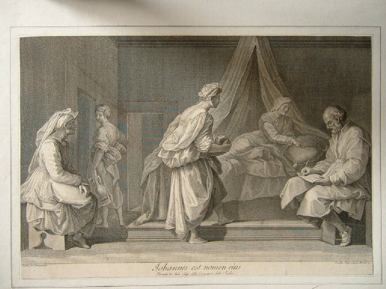 Nascita di san Giovanni battista (stampa) di Tinti Camillo, Andrea d'Agnolo detto Andrea del Sarto (sec. XVIII)