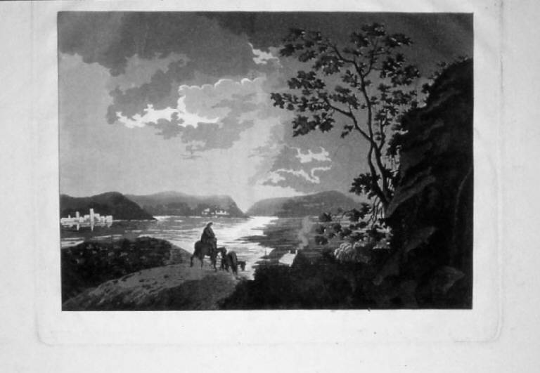 Paesaggio lacustre con tramonto (stampa) - scuola italiana (seconda metà sec. XVIII)