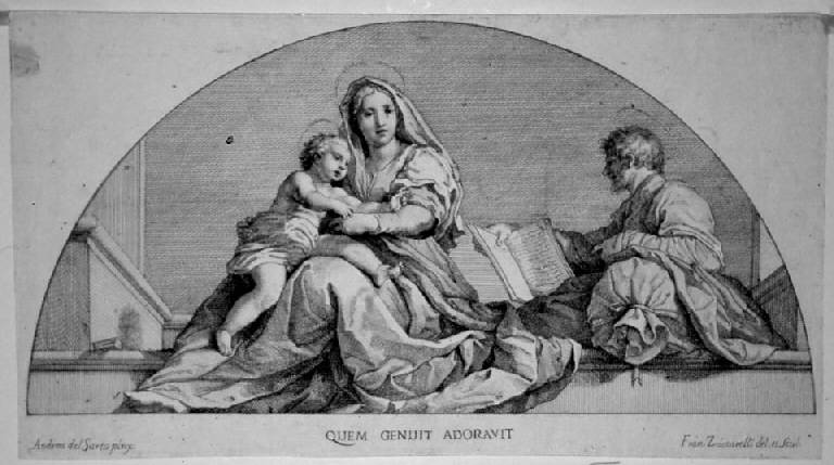 La Madonna del Sacco, Sacra Famiglia con sacco (stampa) di Zuccarelli Francesco, Andrea d'Agnolo detto Andrea del Sarto (sec. XVIII)