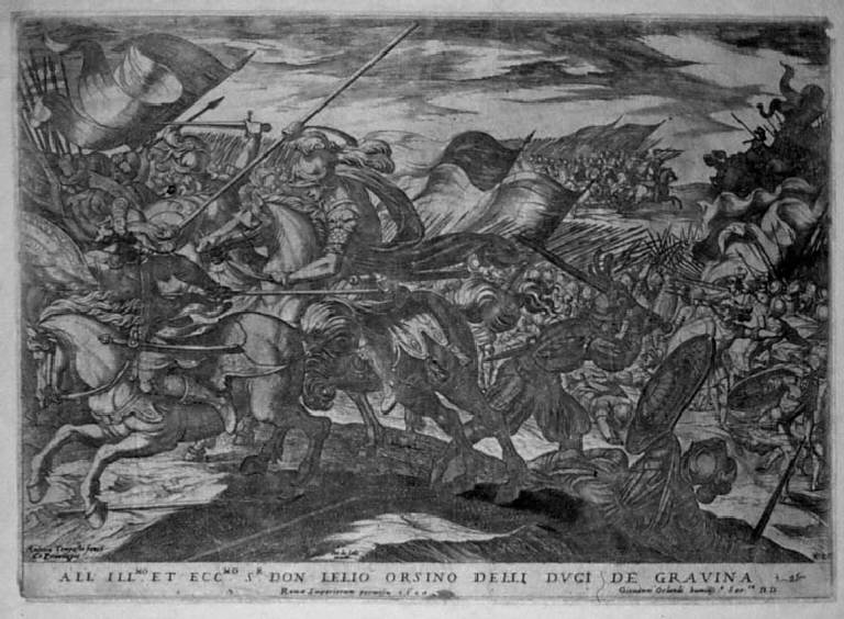 Scontro tra cavalleria e fanteria, Battaglia (stampa, elemento d'insieme) di Tempesta Antonio, Tempesta Antonio (sec. XVII)