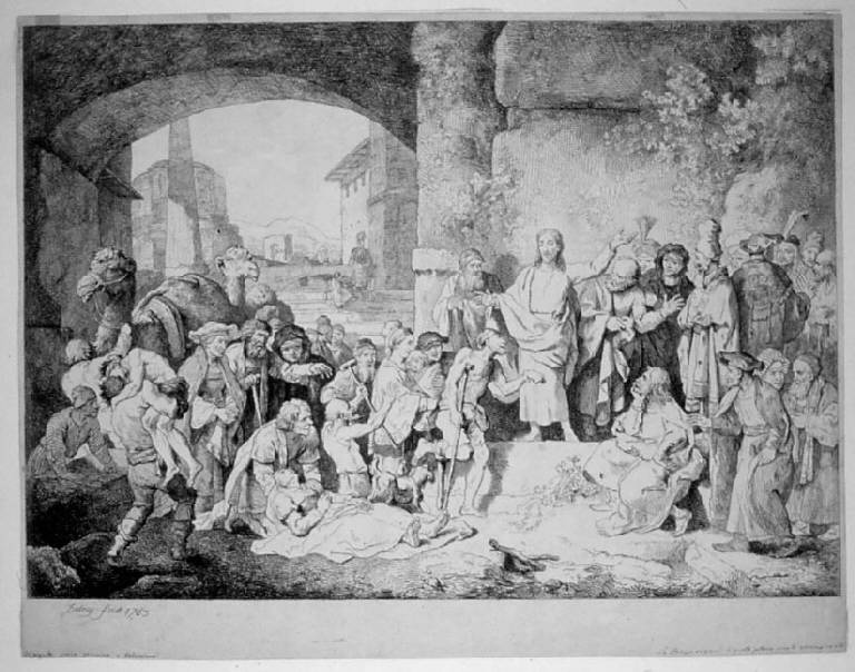 Cristo guarisce i malati (stampa smarginata) di Dietrich Christian Wilhelm Ernst, Dietrich Christian Wilhelm Ernst (sec. XVIII)