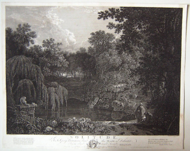 Solitudine, Paesaggio con figure (stampa) di Woollet William, Ellis William, Wilson Richard (sec. XVIII)