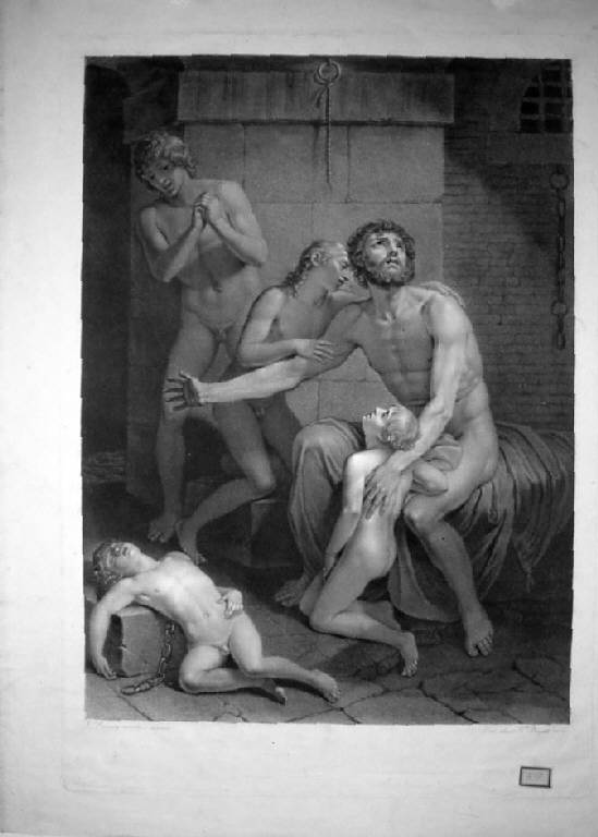 Conte Ugolino e figli nella prigione (stampa) di Bigatti Giovanni, Errante Giuseppe (sec. XIX)