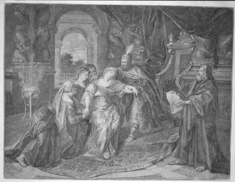 Ester sviene dinanzi ad Assuero (stampa) di Coypel Antoine - scuola francese (prima metà secc. XVII/ XVIII)