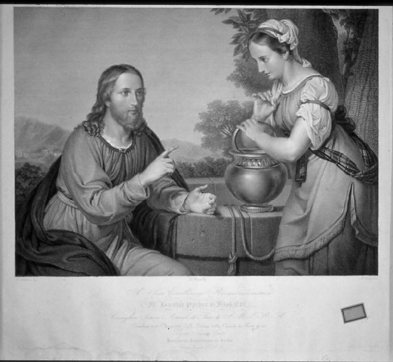 Cristo e la Samaritana (stampa) di Viviani Antonio, Busato G, Matteini T (sec. XIX)