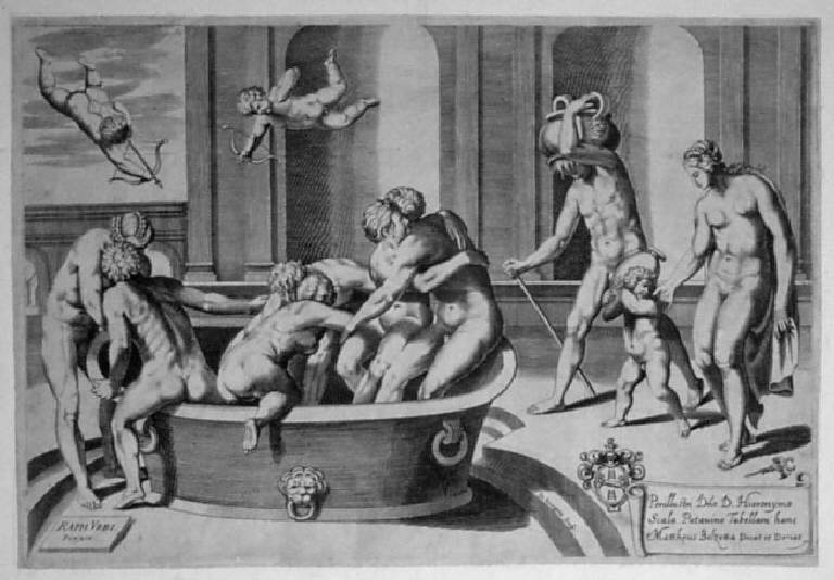 Bagno pubblico, Bagno delle divinità (stampa) di Georgi Giovanni, Sanzio Raffaello (sec. XVII)