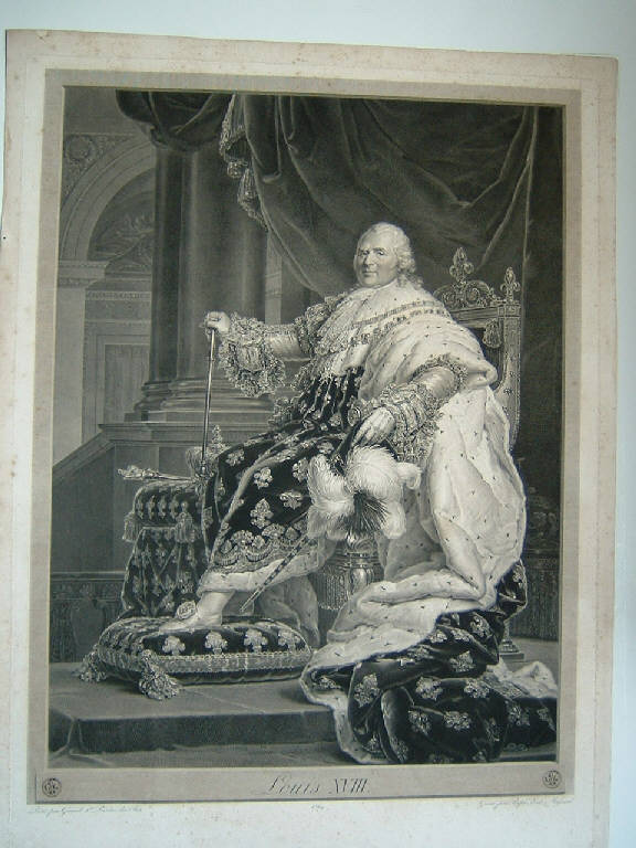 Ritratto di Luigi XVIII re di Francia (stampa) di Massard Jean Baptiste Raphaël Urbain, Gérard François (sec. XIX)