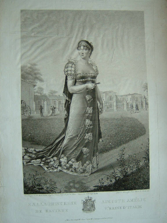 Ritratto della principessa Augusta Amelia di Baviera vice regina d'Italia (stampa) di Rados Luigi, Bosio J.B (sec. XIX)
