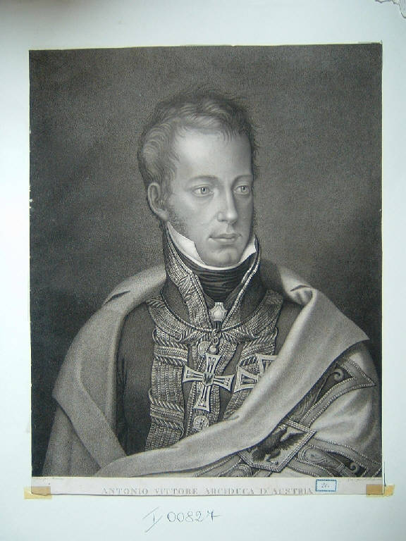 Ritratto di Antonio Vittore arciduca d'Austria (stampa smarginata) di Rados Luigi, Menzorno (sec. XIX)