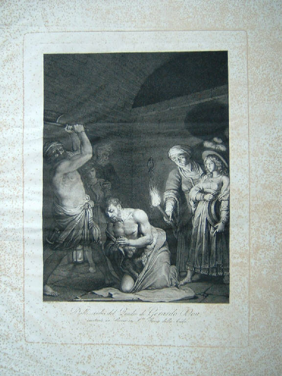 Decapitazione di san Giovanni Battista (stampa) di Longhi Giuseppe, Dou Gerrit (sec. XIX)
