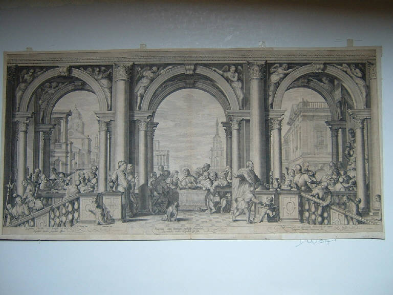 Cena in casa di Levi (stampa smarginata, stampa composita) di Saenredam Jan Pietersz, Caliari Paolo detto Veronese (secc. XVI/ XVII)