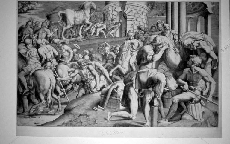 Cavallo di Troia (stampa smarginata) di Bonasone Giulio (sec. XVI)