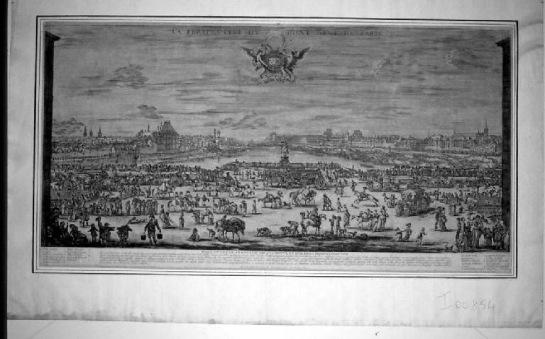 Veduta del Pont Neuf a Parigi (stampa) di Rosa Salvator - scuola italiana (sec. XVII)