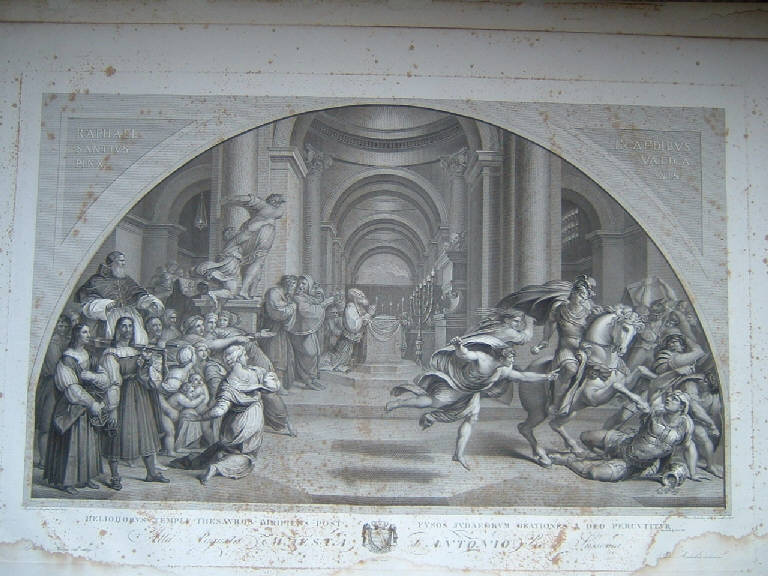 Cacciata di Eliodoro dal tempio (stampa) di Anderloni Pietro, Anderloni Pietro, Sanzio Raffaello (sec. XIX)