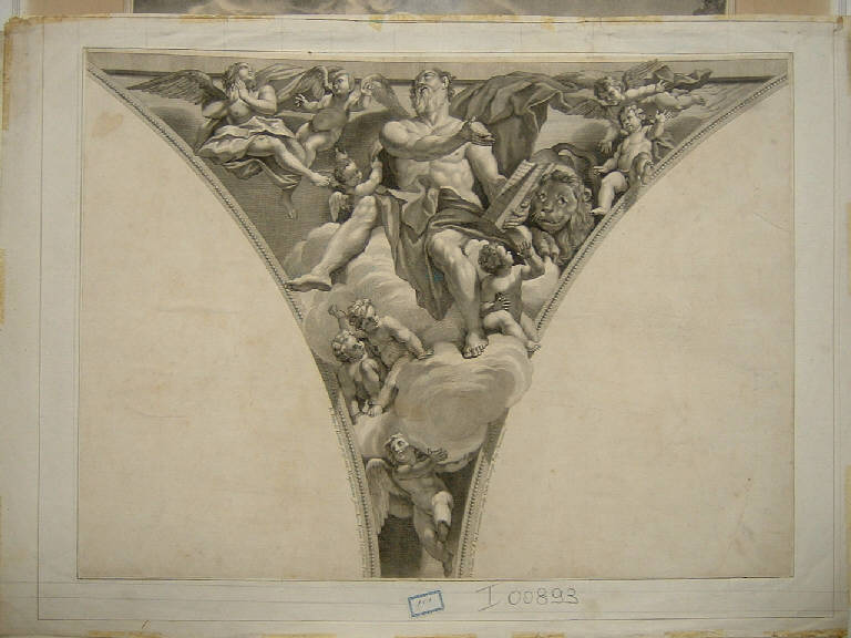 San Marco, San Marco con leone e putti (stampa, elemento d'insieme) di Lanfranco Giovanni (sec. XVII)