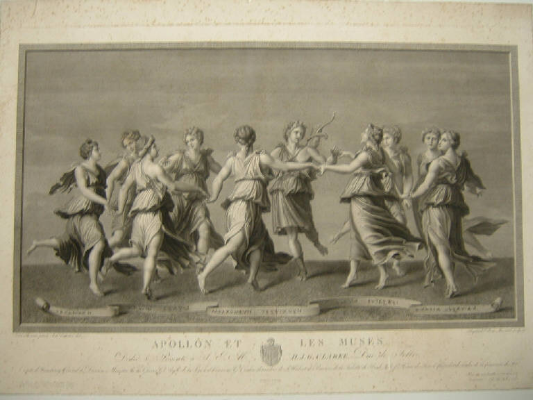 Apollo e le muse (stampa) di Massard Jean Baptiste Raphaël Urbain, Pippi Giulio detto Giulio Romano - scuola francese (secc. XVIII/ XIX)
