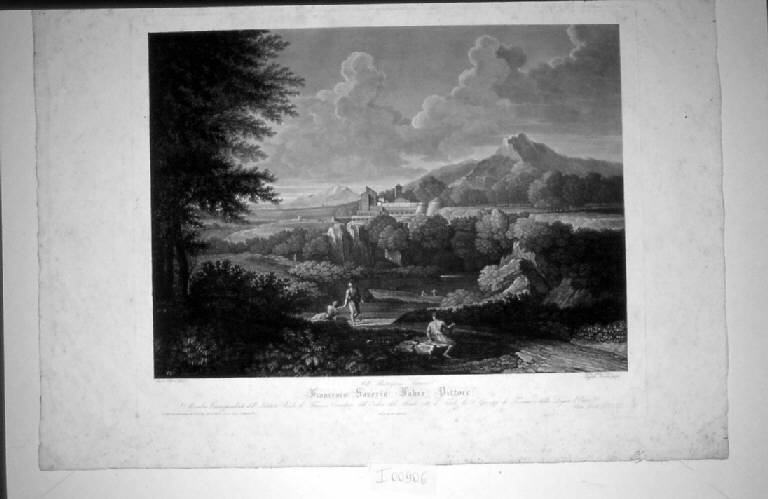 Paesaggio con figure (stampa) di Dughet Gaspard, Morghen Raffaello (prima metà sec. XIX)