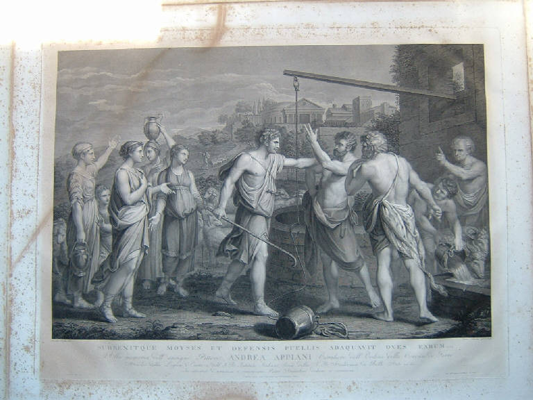 Mosè difende le figlie di Jetro (stampa) di Anderloni Pietro, Anderloni Pietro, Poussin Nicolas (maniera) (sec. XIX)