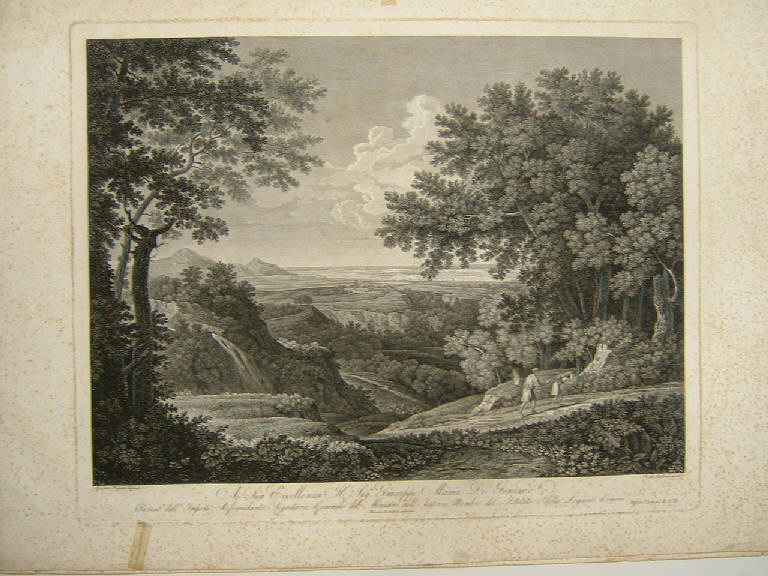Paesaggio con figure (stampa) di Parboni Pietro, Dughet Gaspard (sec. XIX)