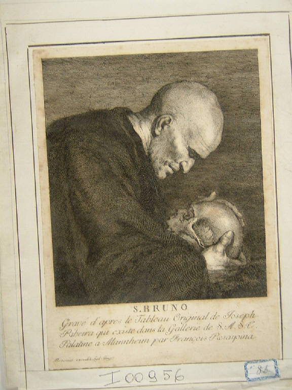 San Bruno (stampa smarginata) di Rosaspina Francesco, De Ribera Jusepe detto Spagnoletto (secc. XVIII/ XIX)