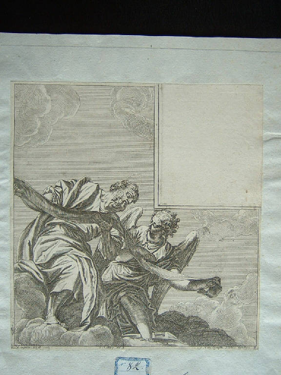 San Matteo e l'angelo, San Matteo e l'angelo (stampa smarginata, elemento d'insieme) di Lefebre Valentin, Caliari Paolo detto Veronese (sec. XVII)