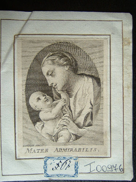 Madre mirabile, Madonna con Bambino (stampa) di Cunego Domenico (secc. XVIII/ XIX)