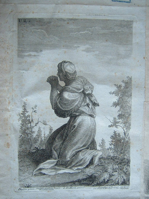 Figura femminile che prega (stampa) di Winckler Benedikt - scuola tedesca (sec. XVIII)