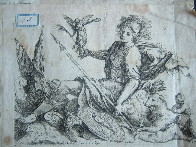La pace, Figura femminile allegorica (stampa) di Negretti Jacopo detto Palma il Giovane, Negretti Jacopo detto Palma il Giovane (sec. XVII)