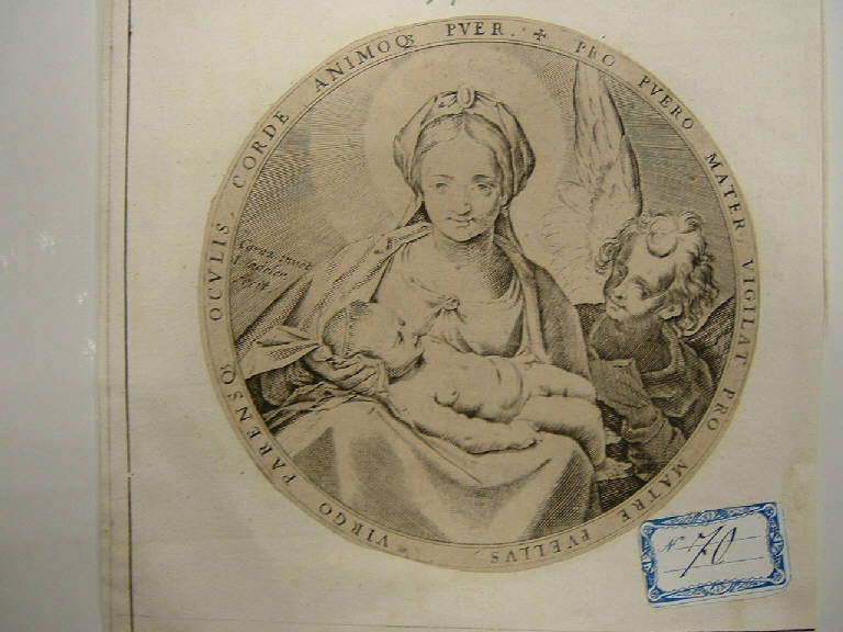 Madonna con Bambino e angeli (stampa smarginata) di Sadeler Jan I - scuola bolognese (secc. XVI/ XVII)