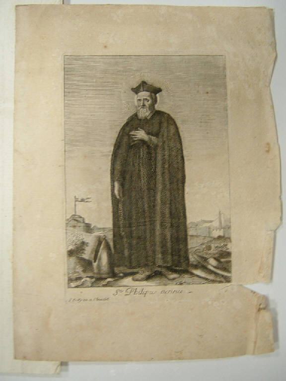 San Filippo Neri (stampa) di De Poilly François - scuola francese (sec. XVII)