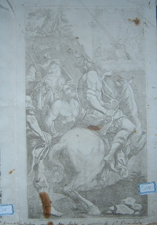 San Benedetto libera un contadino rapito dai briganti, San Benedetto (stampa, elemento d'insieme) di Giovannini Giacomo Maria - scuola bolognese (sec. XVII)
