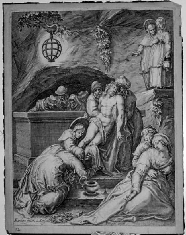 Deposizione di Cristo nel sepolcro (Stampa, elemento d'insieme) di Dolendo Zacharias, Van Mander Karel (sec. XVI)