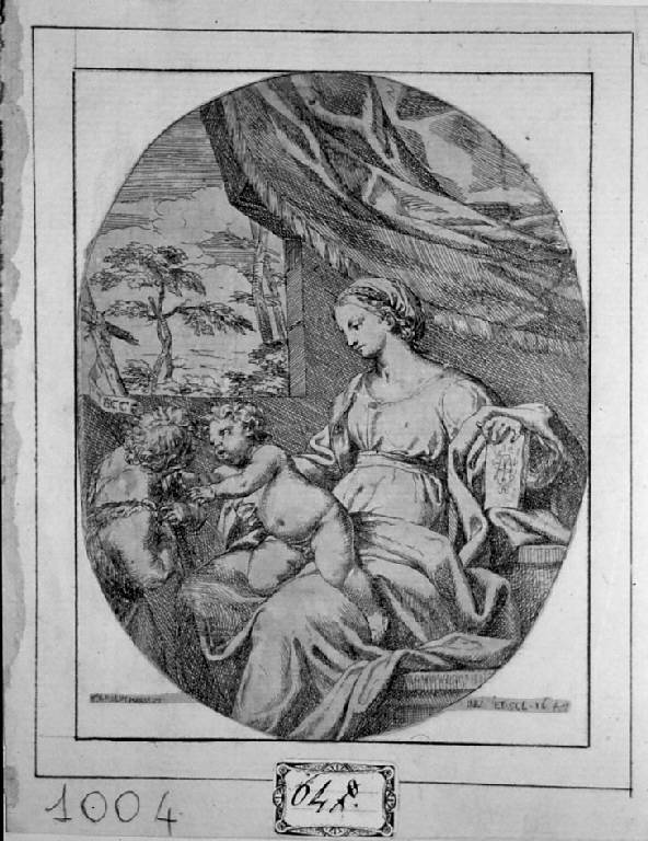 Madonna con Bambino e San Giovannino (stampa smarginata) di Maratti Carlo, Maratti Carlo (sec. XVII)