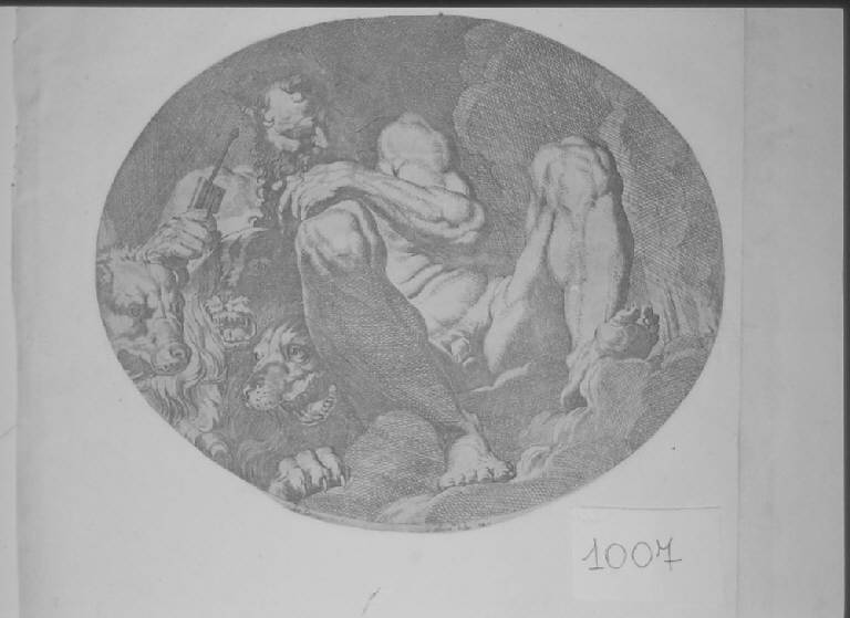 Plutone, Plutone (stampa smarginata, elemento d'insieme) di Dauphin Olivier, Carracci Agostino (sec. XVII)