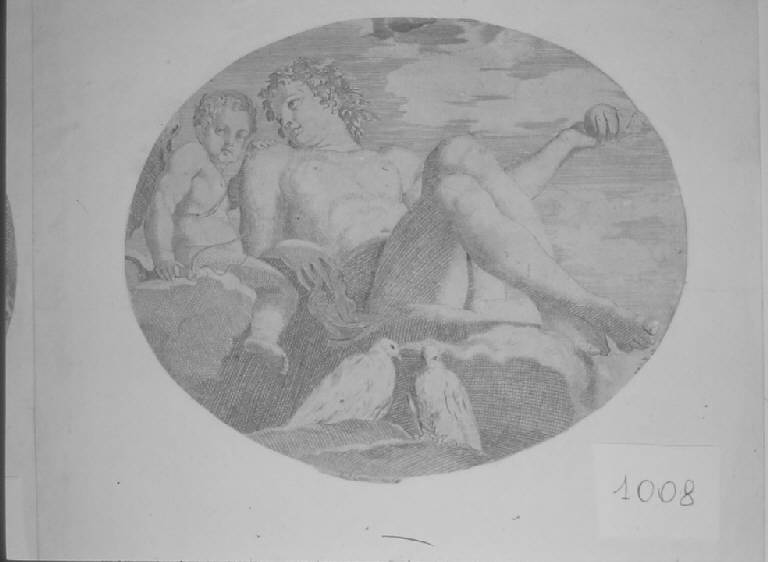 Venere e Amore, Venere e Cupido (stampa smarginata, elemento d'insieme) di Dauphin Olivier, Carracci Annibale (sec. XVII)