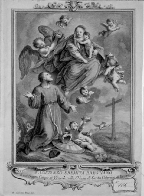 San Costanzo eremita bresciano (stampa) di Savanni Francesco - scuola bresciana (sec. XVIII)