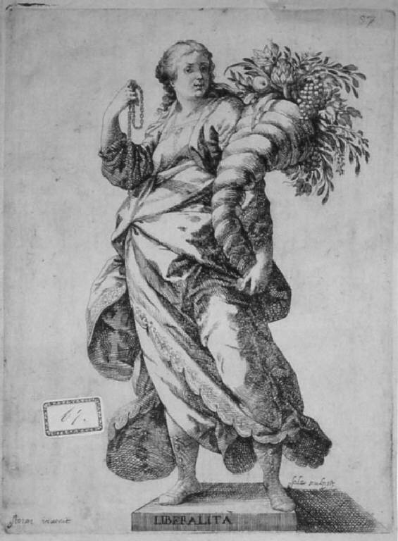 Allegoria della Liberalità (Stampa, elemento d'insieme) di Del Sole Giovanni Giuseppe, Storer Johann Christoff (sec. XVII)