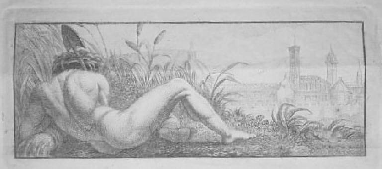 Allegoria del fiume Arno (stampa) - scuola italiana (sec. XVII)