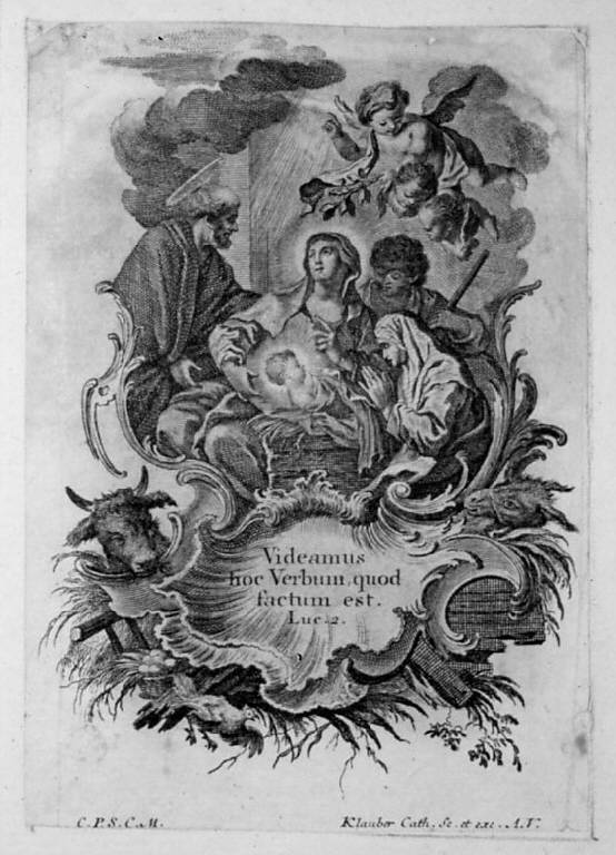 Adorazione dei pastori (stampa smarginata) di Klauber Catharina (sec. XVIII)