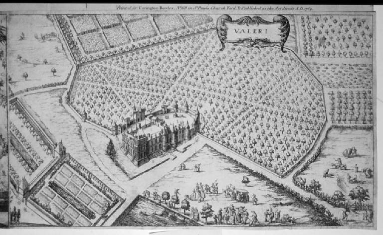 Veduta del castello di Valery (stampa smarginata, elemento d'insieme) di Tavernier Melchior (secc. XVI/ XVII)